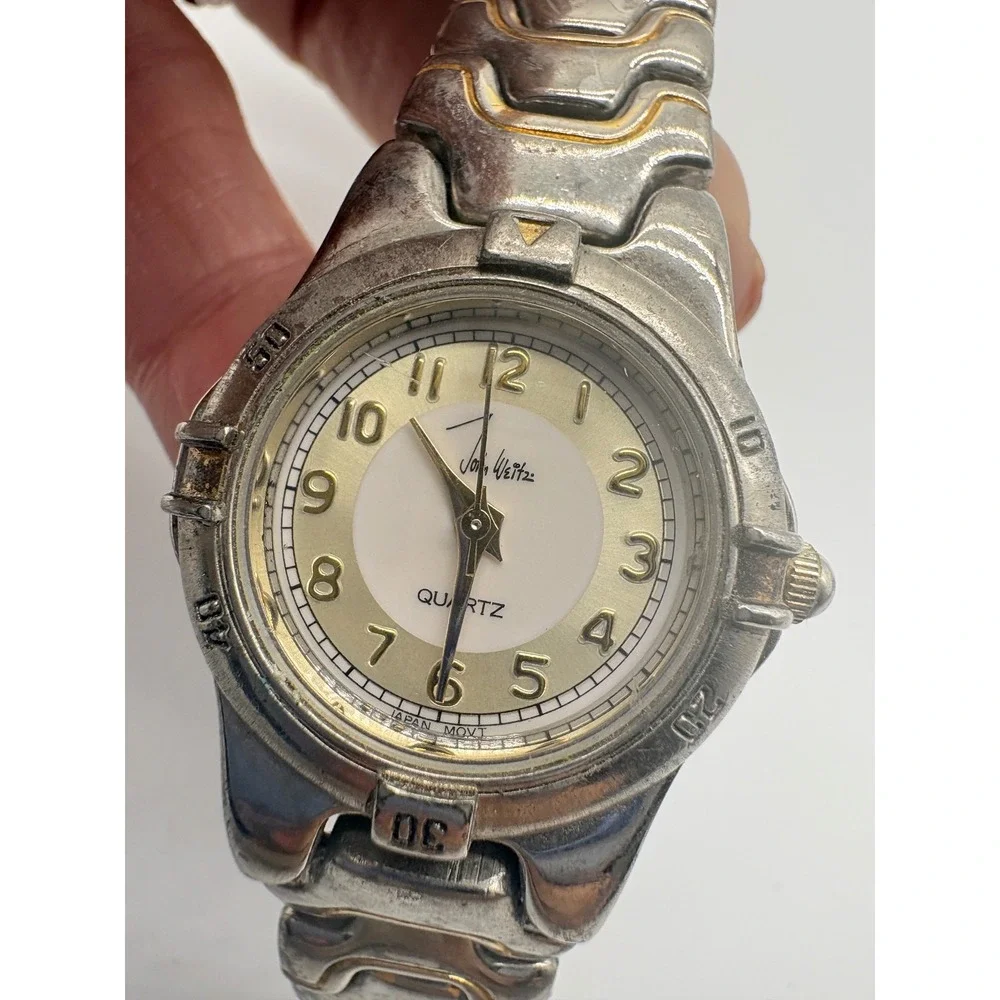John Weitz LJW306 Two Tone Silver Gold Quartz Watch Japan Movt Mens Womens‎